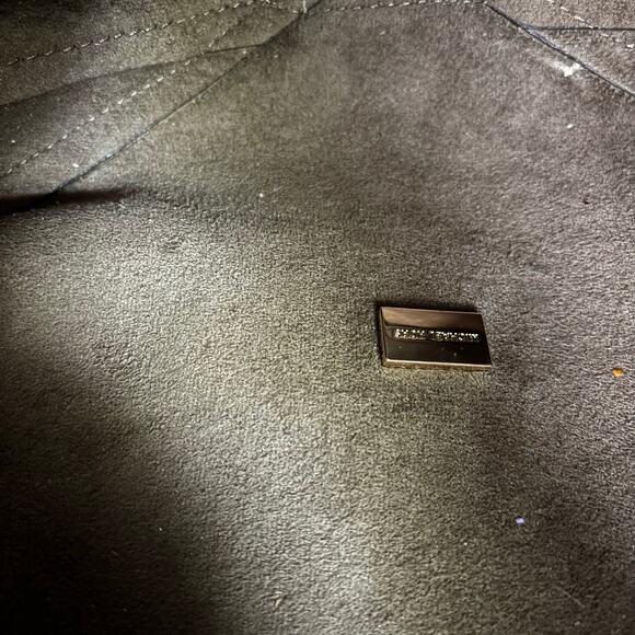 Michael Kors Junie Large Pebbled Leather Messenger Green Taupe Shoulder Bag - Picture 10 of 14